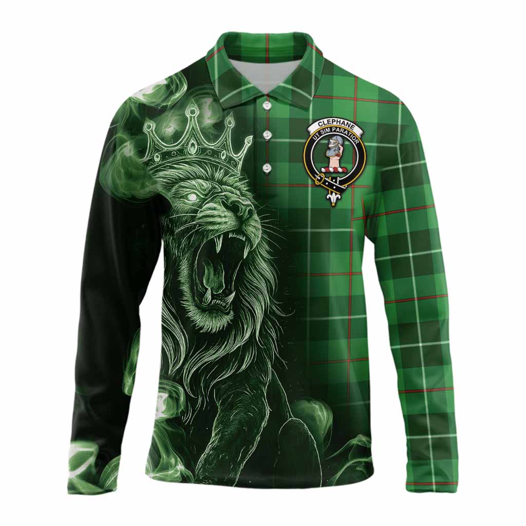 Clephane (Clephan) Tartan Long Sleeve Polo Shirt Roaring Lion Heritage