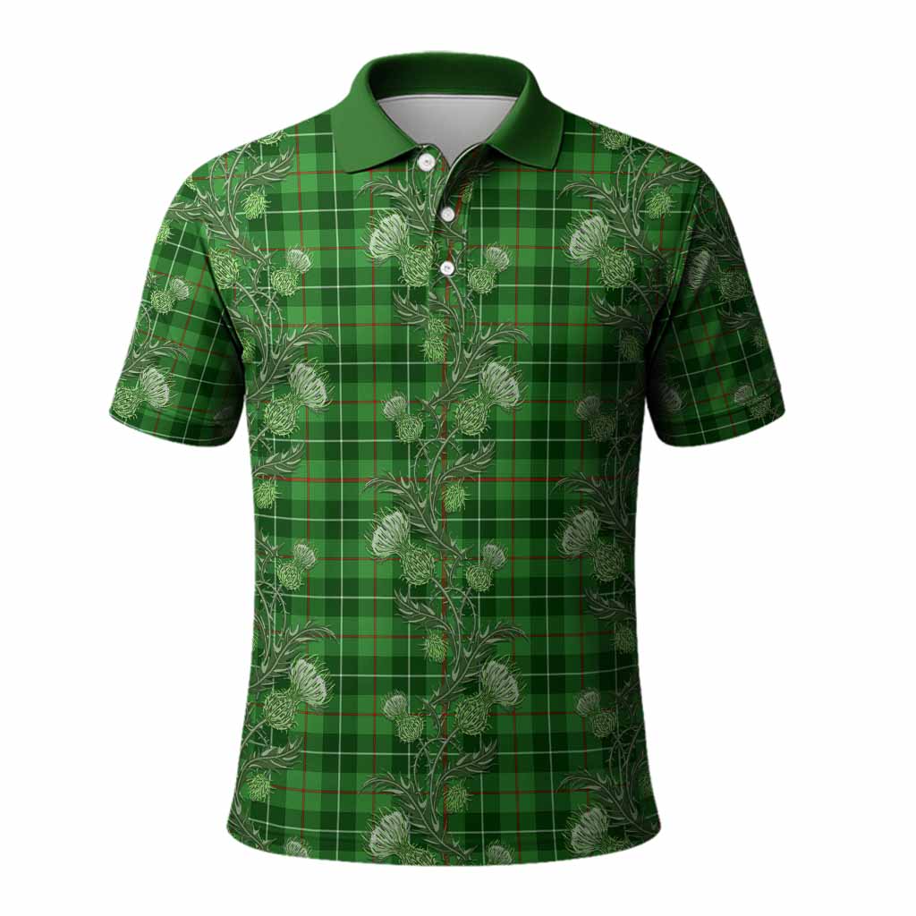 Clephane (Clephan) Tartan Polo Shirt Seamless Scottish Thistle Flowers