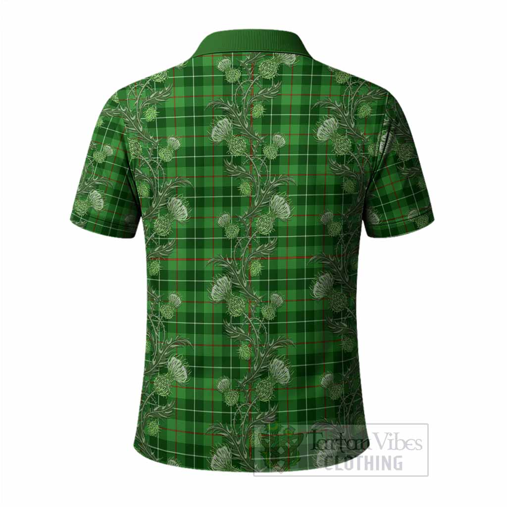 Clephane (Clephan) Tartan Polo Shirt Seamless Scottish Thistle Flowers