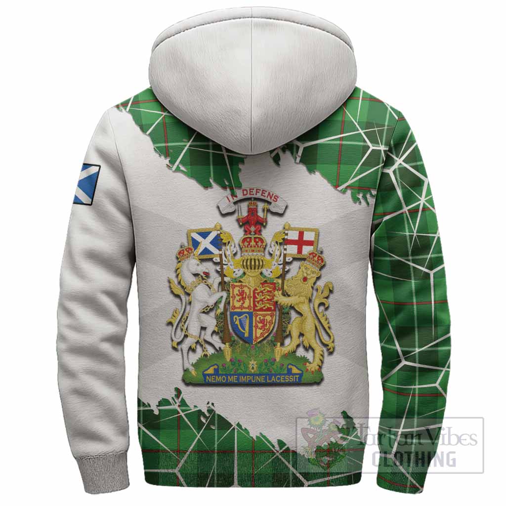 Clephane (Clephan) Tartan Sherpa Hoodie with Family Crest and Lion Rampant Grunge Style