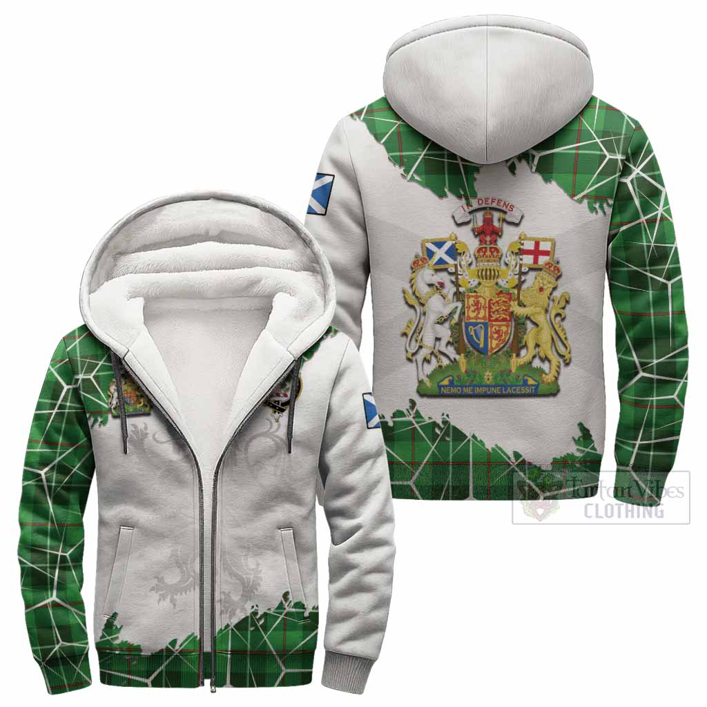 Clephane (Clephan) Tartan Sherpa Hoodie with Family Crest and Lion Rampant Grunge Style