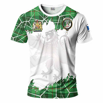 Clephane (Clephan) Tartan T-Shirt with Family Crest and Lion Rampant Grunge Style