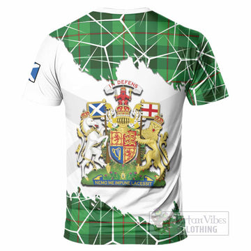 Clephane (Clephan) Tartan T-Shirt with Family Crest and Lion Rampant Grunge Style