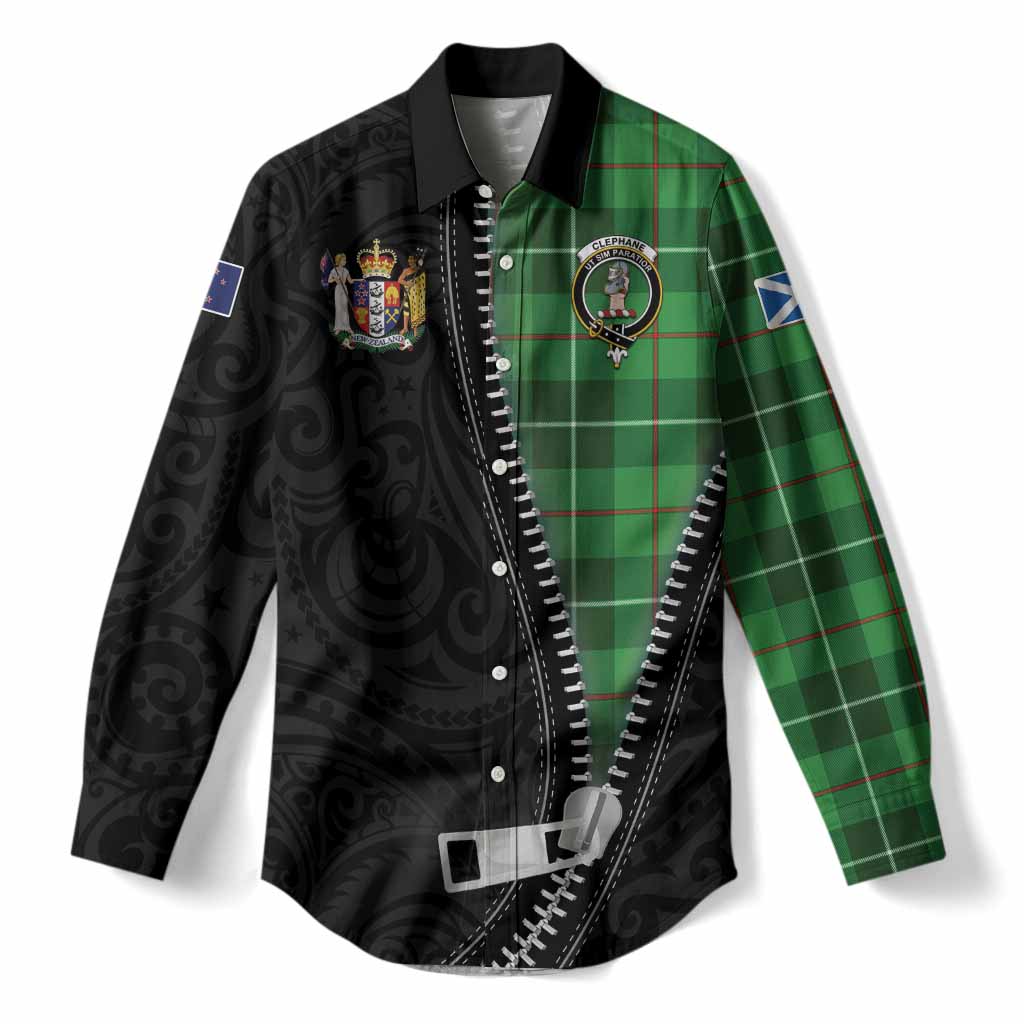 Clephane (Clephan) Tartan Women Casual Shirt New Zealand Pattern Unique Zipper Stylized