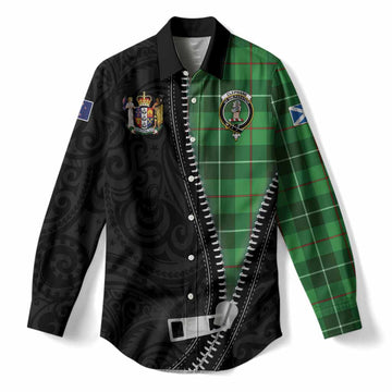 Clephane (Clephan) Tartan Women Casual Shirt New Zealand Pattern Unique Zipper Stylized