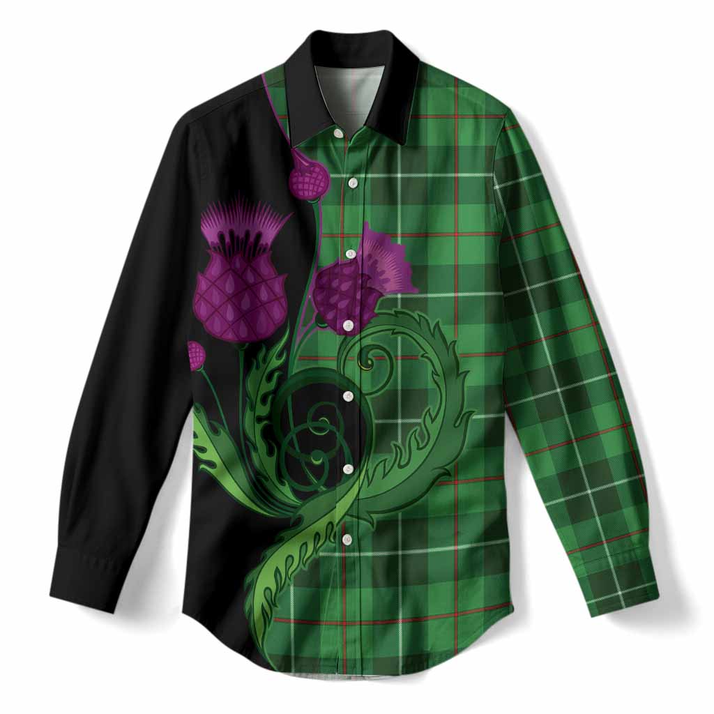 Clephane (Clephan) Tartan Women Casual Shirt Traditional Scottish Thistle