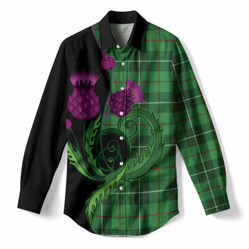 Clephane (Clephan) Tartan Women Casual Shirt Traditional Scottish Thistle