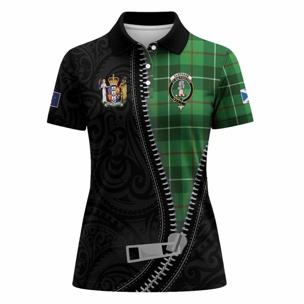 Clephane (Clephan) Tartan Women Polo Shirt New Zealand Pattern Unique Zipper Stylized