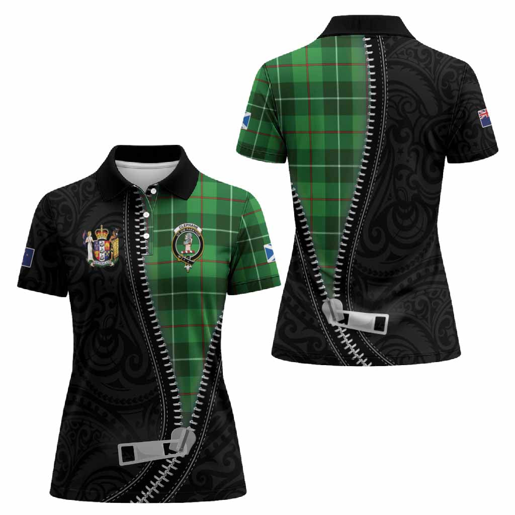 Clephane (Clephan) Tartan Women Polo Shirt New Zealand Pattern Unique Zipper Stylized