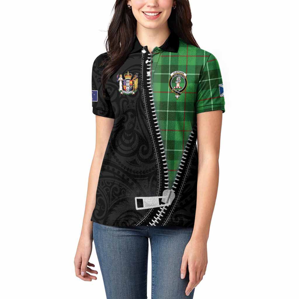 Clephane (Clephan) Tartan Women Polo Shirt New Zealand Pattern Unique Zipper Stylized