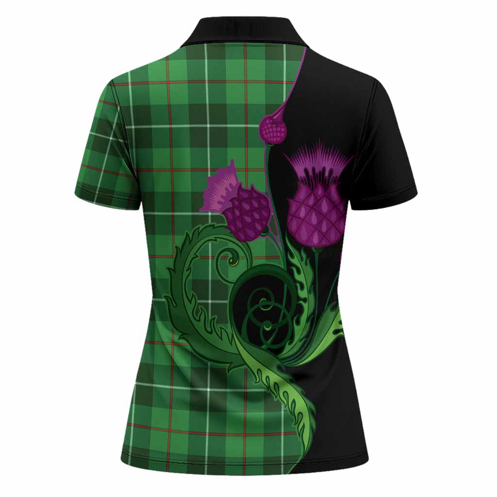 Clephane (Clephan) Tartan Women Polo Shirt Traditional Scottish Thistle