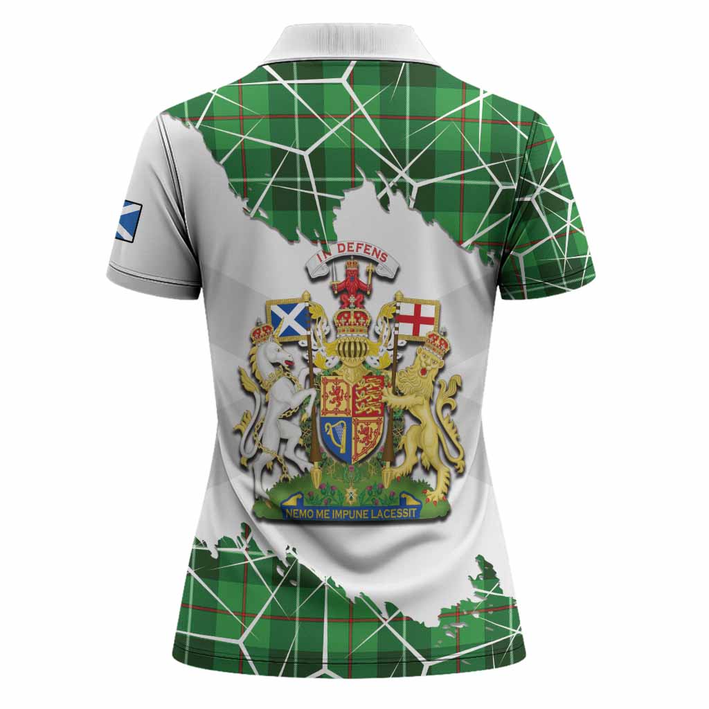 Clephane (Clephan) Tartan Women Polo Shirt with Family Crest and Lion Rampant Grunge Style