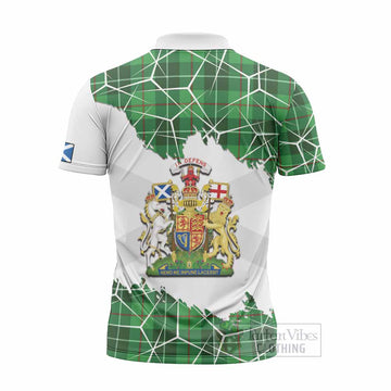 Clephane (Clephan) Tartan Zipper Polo Shirt with Family Crest and Lion Rampant Grunge Style