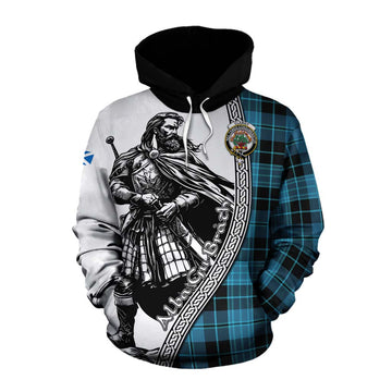 Clergy Tartan Clan Crest Cotton Hoodie with Highlander Warrior Celtic Style Pullover Hoodie XS - Tartan Vibes Clothing