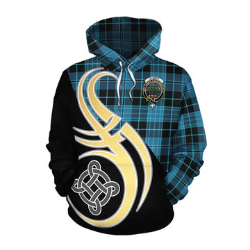 Clergy Tartan Cotton Hoodie with Family Crest and Celtic Symbol Style Pullover Hoodie XS - Tartan Vibes Clothing
