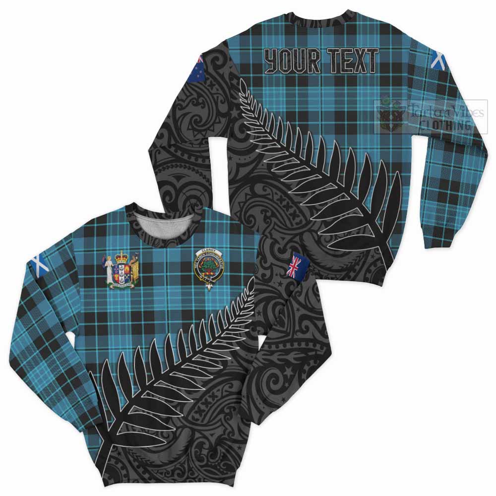 Clergy Crest Tartan Sweatshirt with New Zealand Silver Fern Half Style Unisex - Tartan Vibes Clothing