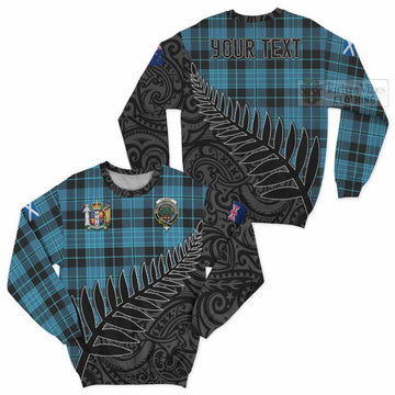 Clergy Crest Tartan Sweatshirt with New Zealand Silver Fern Half Style Unisex - Tartan Vibes Clothing