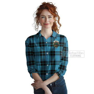 Clergy Tartan Women's Casual Shirt with Family Crest Celtic Skull Style Female - Tartan Vibes Clothing