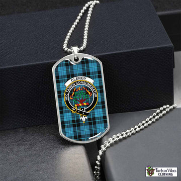 Tartan Vibes Clothing Clergy Tartan Dog Tag Necklace with Family Crest