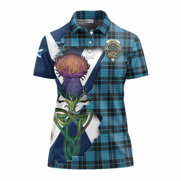 Clergy Tartan Family Crest Women's Polo Shirt Scottish Thistle Celtic Inspired Women - Tartan Vibes Clothing