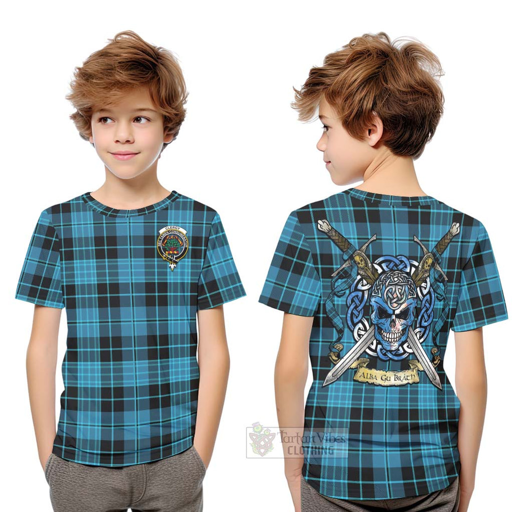 Clergy Tartan Kid T-Shirt with Family Crest Celtic Skull Style Youth XL Size14 - Tartan Vibes Clothing