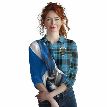 Clergy Tartan Women's Casual Shirt with Family Crest Scotland Patriotic Style Female - Tartan Vibes Clothing