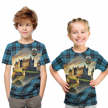 Clergy Tartan Family Crest Kid T-Shirt with Scottish Ancient Castle Style Youth XL Size14 - Tartan Vibes Clothing