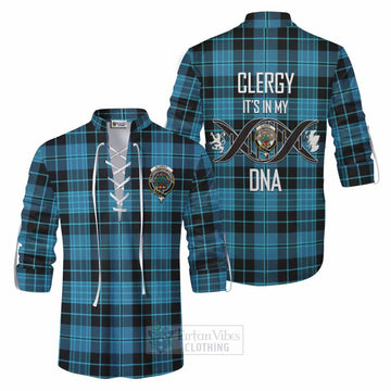 Clergy Tartan Ghillie Kilt Shirt with Family Crest DNA In Me Style Men - Tartan Vibes Clothing