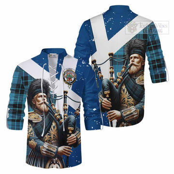 Clergy Tartan Ghillie Kilt Shirt with Family Crest Scottish Bagpiper Vibes Men - Tartan Vibes Clothing
