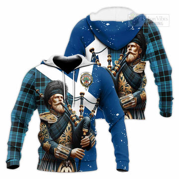 Clergy Tartan Knitted Hoodie with Family Crest Scottish Bagpiper Vibes Unisex Knitted Pullover Hoodie - Tartan Vibes Clothing