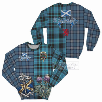 Clergy Tartan Sweatshirt Happy St. Andrew's Day Half Tartan Style Unisex - Tartan Vibes Clothing