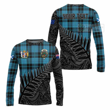 Clergy Crest Tartan Long Sleeve T-Shirt with New Zealand Silver Fern Half Style Unisex - Tartan Vibes Clothing