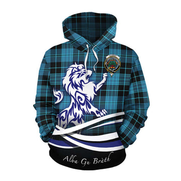 Clergy Tartan Cotton Hoodie with Alba Gu Brath Regal Lion Emblem Pullover Hoodie XS - Tartan Vibes Clothing