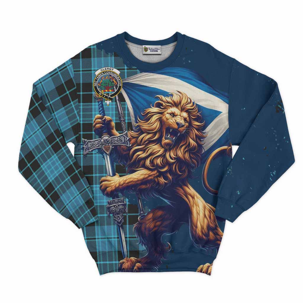 Clergy Tartan Family Crest Sweatshirt with Scottish Majestic Lion Unisex - Tartan Vibes Clothing