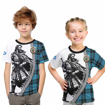 Clergy Tartan Clan Crest Kid T-Shirt with Highlander Warrior Celtic Style Youth XL Size14 - Tartan Vibes Clothing