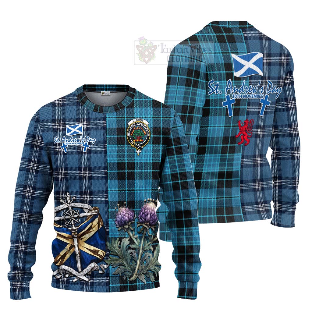 Clergy Tartan Knitted Sweater Happy St. Andrew's Day Half Tartan Style Unisex - Tartan Vibes Clothing