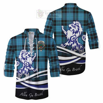 Clergy Tartan Ghillie Kilt Shirt with Alba Gu Brath Regal Lion Emblem Men - Tartan Vibes Clothing