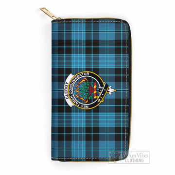Tartan Vibes Clothing Clergy Tartan Women's Leather Wallet with Family Crest