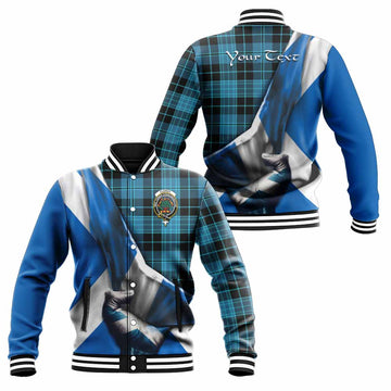 Clergy Tartan Baseball Jacket with Family Crest Scotland Patriotic Style Unisex - Tartan Vibes Clothing