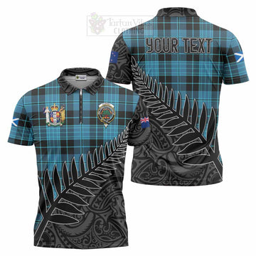 Clergy Crest Tartan Zipper Polo Shirt with New Zealand Silver Fern Half Style Unisex - Tartan Vibes Clothing