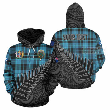 Clergy Crest Tartan Hoodie with New Zealand Silver Fern Half Style Zip Hoodie - Tartan Vibes Clothing