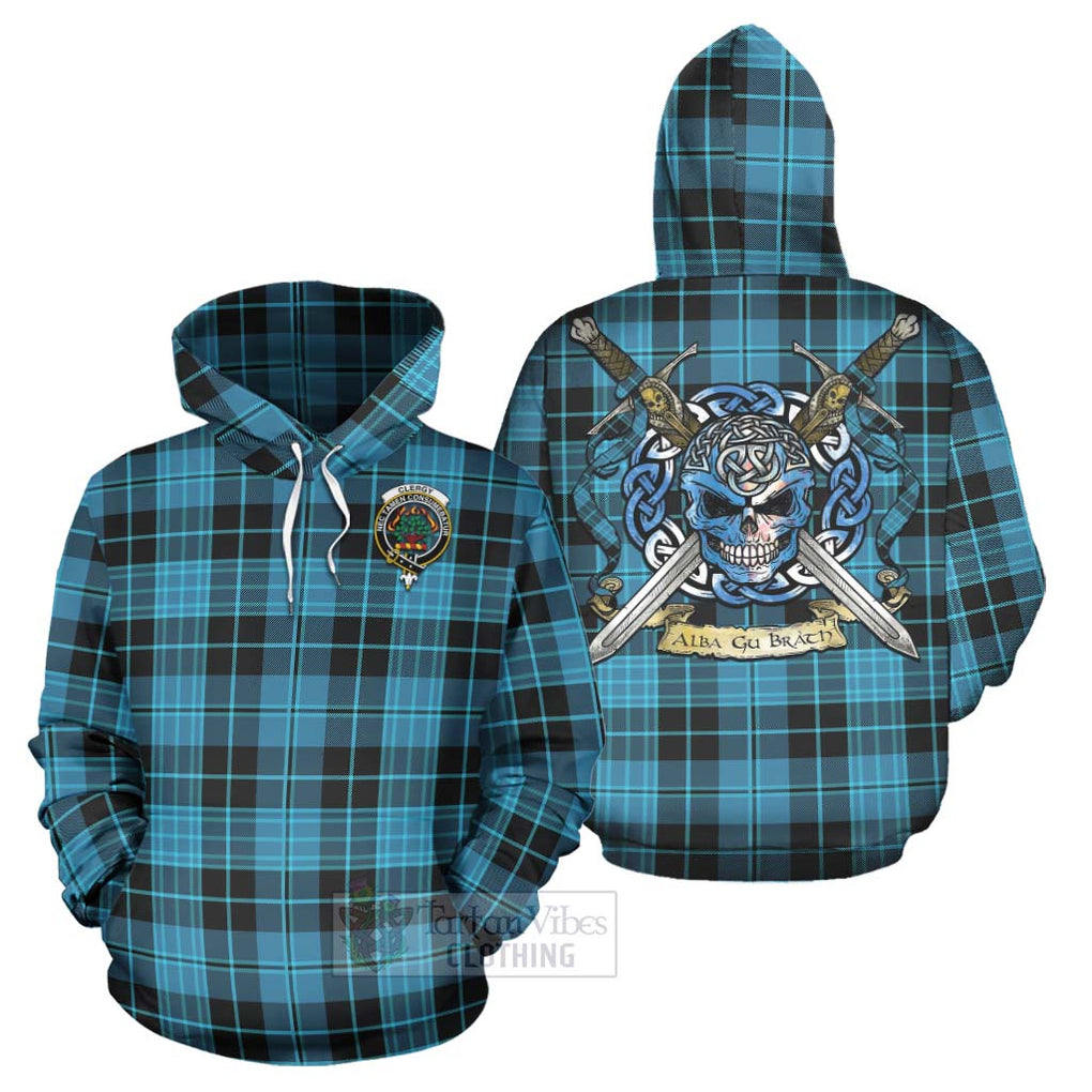 Clergy Tartan Hoodie with Family Crest Celtic Skull Style Zip Hoodie - Tartan Vibes Clothing