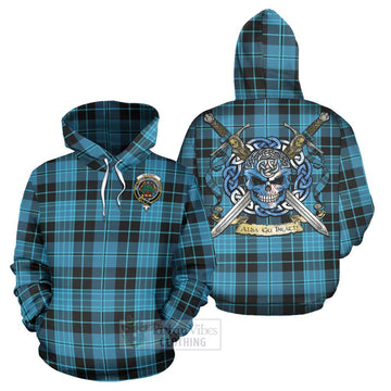 Clergy Tartan Hoodie with Family Crest Celtic Skull Style Zip Hoodie - Tartan Vibes Clothing