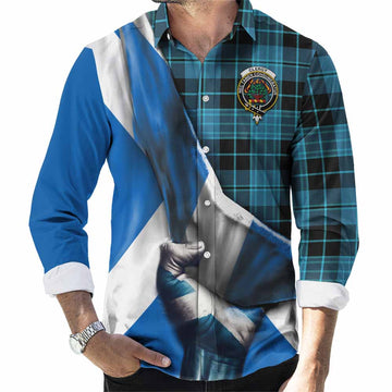 Clergy Tartan Long Sleeve Button Shirt with Family Crest Scotland Patriotic Style Men's Shirt S - Tartan Vibes Clothing