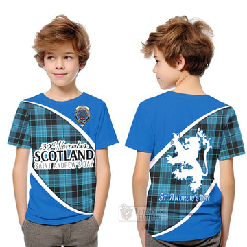 Clergy Family Crest Tartan Kid T-Shirt Celebrate Saint Andrew's Day in Style Youth XL Size14 - Tartan Vibes Clothing