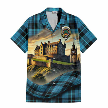 Clergy Tartan Family Crest Hawaiian Shirt with Scottish Ancient Castle Style Kid - Tartan Vibes Clothing