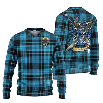 Clergy Tartan Ugly Sweater with Family Crest Celtic Skull Style Unisex - Tartan Vibes Clothing