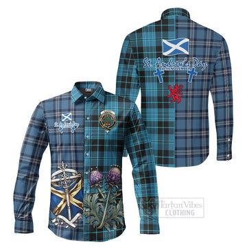 Clergy Tartan Long Sleeve Button Shirt Happy St. Andrew's Day Half Tartan Style Men's Shirt S - Tartan Vibes Clothing