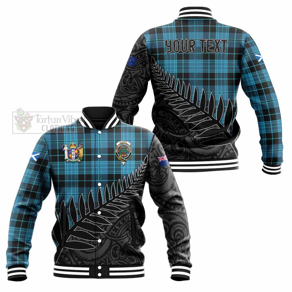 Clergy Crest Tartan Baseball Jacket with New Zealand Silver Fern Half Style Unisex - Tartan Vibes Clothing