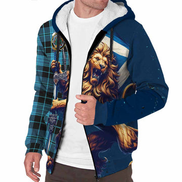 Clergy Tartan Family Crest Sherpa Hoodie with Scottish Majestic Lion Unisex S - Tartan Vibes Clothing